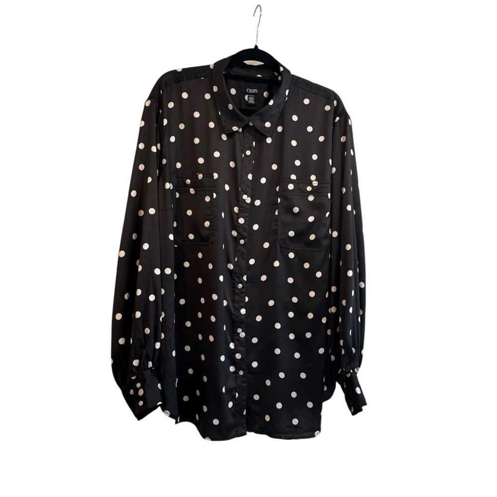 Chaps Woman's Black and White Polka Dot Shirt‎